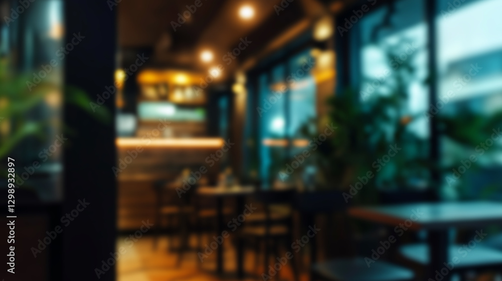 Poster blur coffee shop or cafe restaurant with abstract bokeh light image background. for create montage p