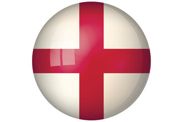 Obraz premium Flag of England. English national symbol in official colors. Template icon. Abstract vector background. Round glass light ball, 3D big bubble, sphere.