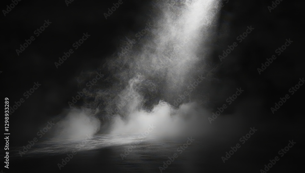 Poster dramatic atmosphere with fog and light beam in dark setting for creative and artistic backgrounds in