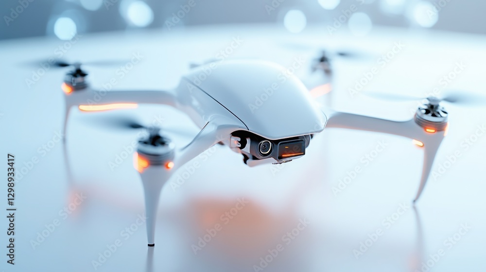 Poster an unfolded drone on a light background, the ability to add text.