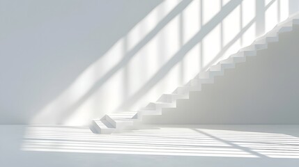 Minimalist White Concrete Building with Sharp Geometric Lines and Soft Shadows