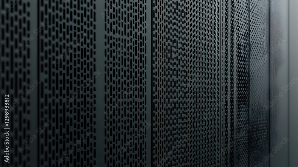 Poster dark perforated metal wall surface texture with vertical pattern and abstract background