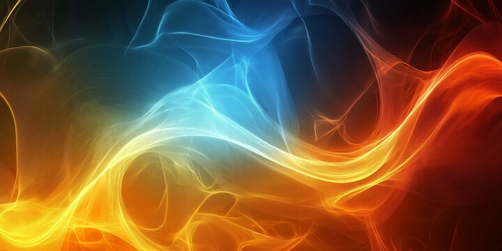 Swirling neon fog creates a captivating abstract background with vibrant gradient tones integrating into a futuristic layout