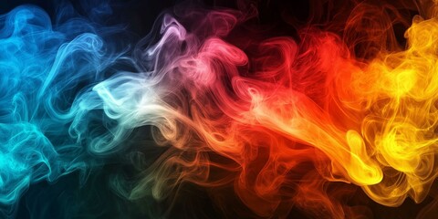 Fototapeta premium Vibrant smoke effects illuminate soft gradients, creating ethereal shapes in a dark atmosphere filled with abstract beauty and mesmerizing colors