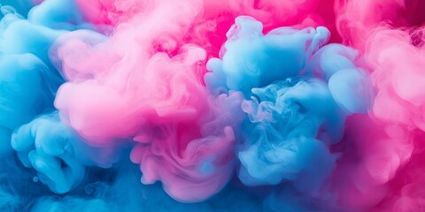 Fototapeta premium Vibrant smoke effects in neon pink and blue tones creating dynamic movements and glowing contrasts in an abstract background