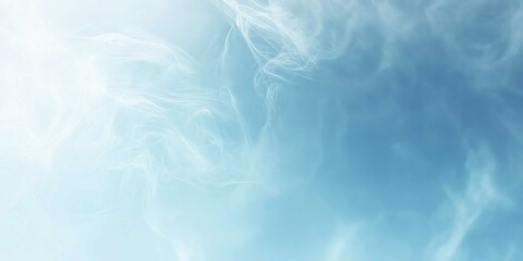 Abstract background features wispy smoke trails in calming blue tones with subtle gradients, creating a clean and modern aesthetic perfect for various design projects