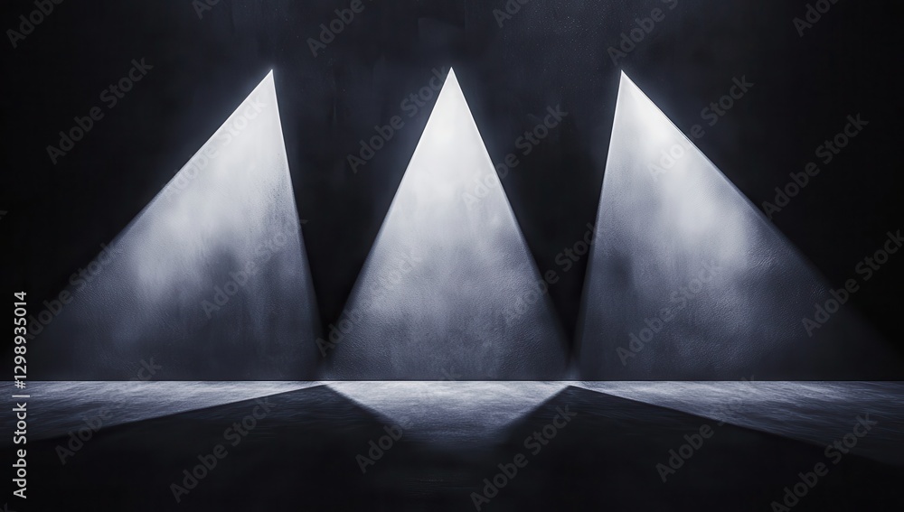 Poster dramatic triangular lighting on dark background creating a mysterious atmosphere for stage or theate