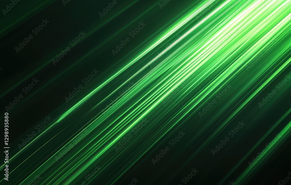 Poster dynamic abstract background with green light rays creating energetic flow and depth for design proje