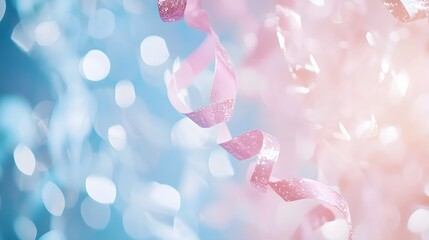Fototapeta premium Abstract Floating Ribbons in Pastel Hues Celebrate Modern Birthday Aesthetic