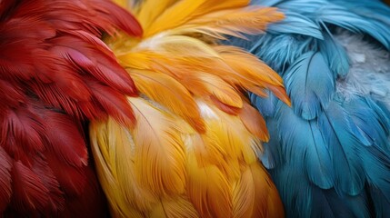 Fototapeta premium Vibrant parrot feather close-up