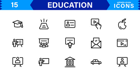 Education Icon Set. High-Quality Vector Icons for Schools, Teachers, Learning, and Academic Institutions