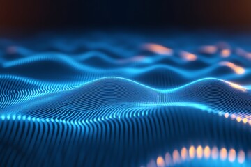 Naklejka premium Abstract Blue Wave Pattern, Digital Data Flow Visualization