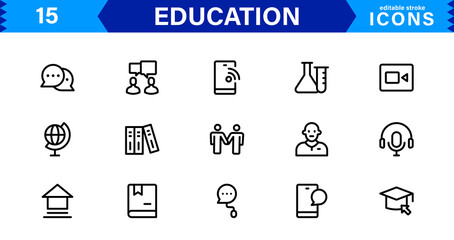 Education Icon Set. High-Quality Vector Icons for Schools, Teachers, Learning, and Academic Institutions