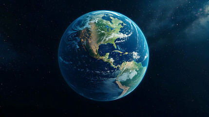 Pixelated Globe of Planet Earth in Space Surrounded by Stars and Galaxy