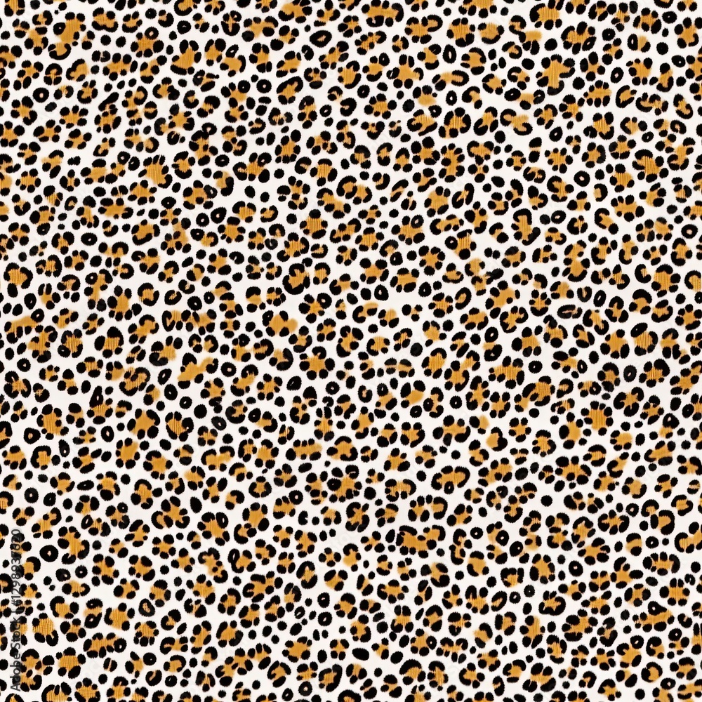 Poster leopard print fabric features a vibrant texture with a dynamic pattern of spots creating a lively ba