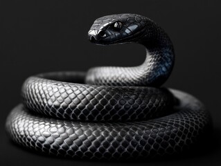 black snake on black background