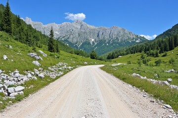 A winding road leading up a steep mountain pass, surrounded by pine forests