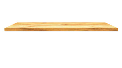 Empty wooden shelf on transparent background for product placement