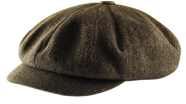 Herringbone newsboy cap isolated on transparent background