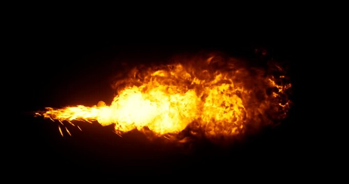 flamethrower effect on black background 