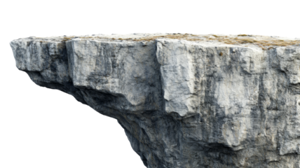 Large rock cliff face floating with transparent background