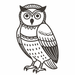 Monochrome Owl Illustration Detailed and Stylized Vector Design