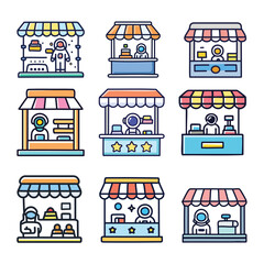 Cute Cartoon Space-Themed Small Shops