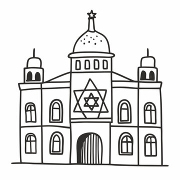 black and white synagogue building drawing clip art preview