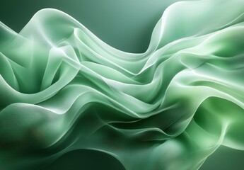 Fototapeta premium Elegant Flowing Green Fabric Texture with Ethereal Waves and Soft Light for Artistic Backgrounds and Creative Projects