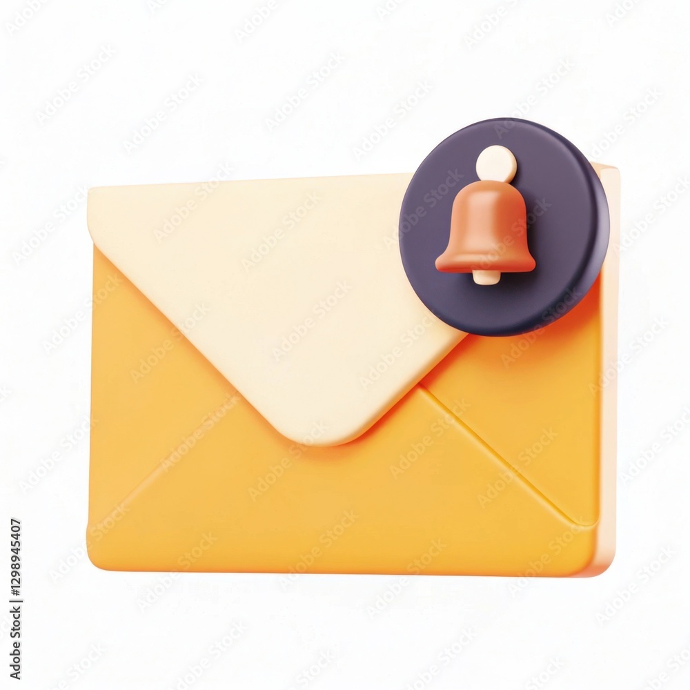 Poster a colorful envelope with a notification bell, symbolizing email alerts or messages.