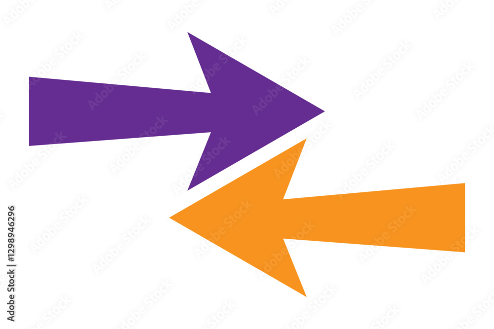 Poster horizontal dual long straight arrow signs. red pointer, direction, position symbol and double arrow 