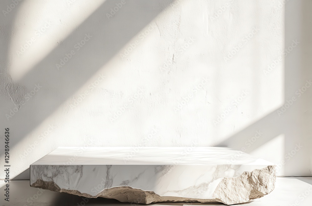 Poster elegant minimalist marble surface with natural stone texture and soft light casting shadows on a neu