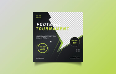 Modern Football Tournament Flyer Template with Ticket Price and Contact Information