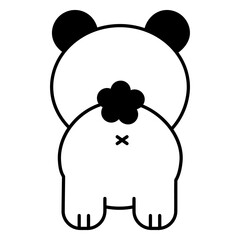Whimsical Panda's Playful Rear: A cute and whimsical illustration of a panda from behind, showcasing its distinctive black and white markings in a simple, minimalist style.