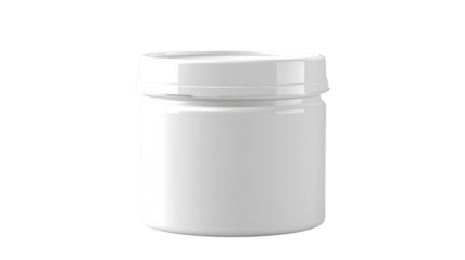 White plastic jar with lid on transparent background, packaging mockup
