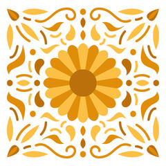 Ornamental Floral Design: a symmetrical design featuring a stylized floral arrangement at the center, surrounded by elegant swirls, petals and organic shapes.