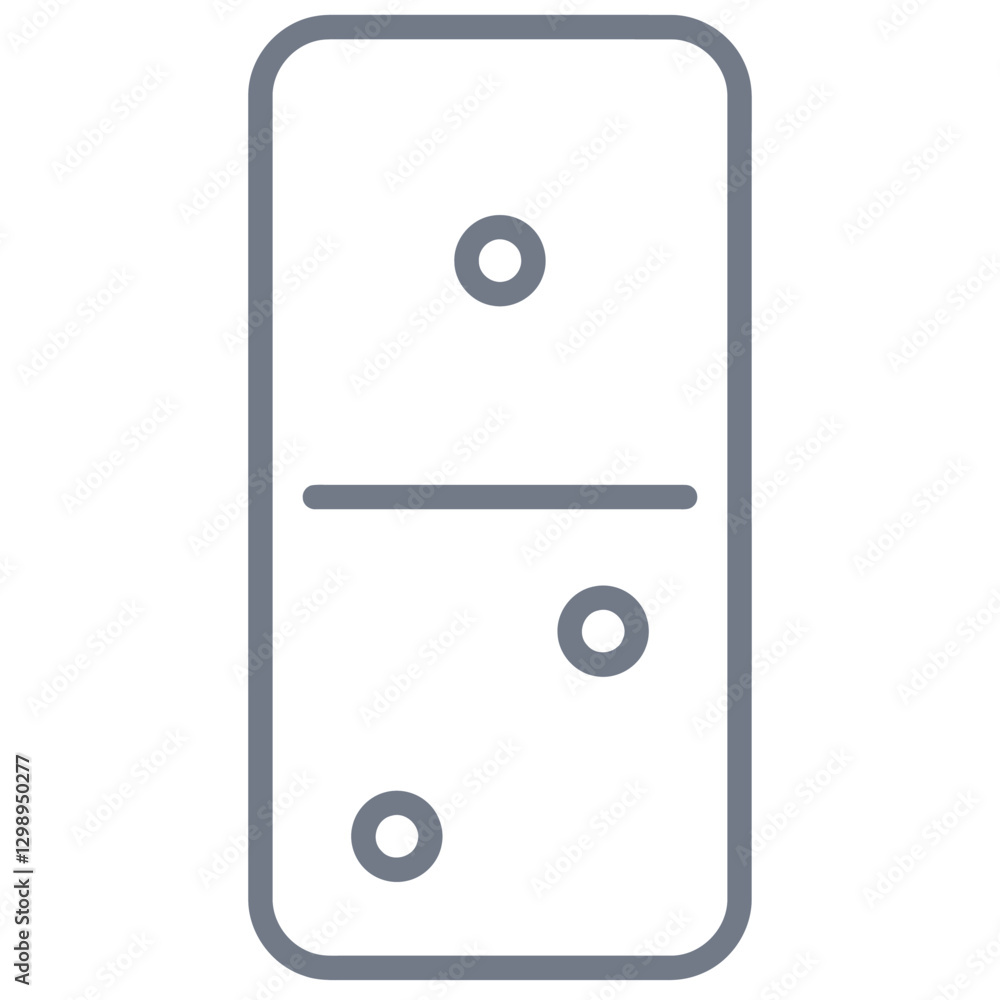 Poster domino tile with dots: simple and clean depiction of a domino tile featuring two dots on top and thr