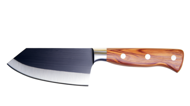 Santoku knife with wooden handle on transparent background - Powered by Adobe