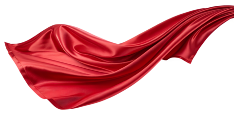 red silk satin cloth floating or flying in the air png