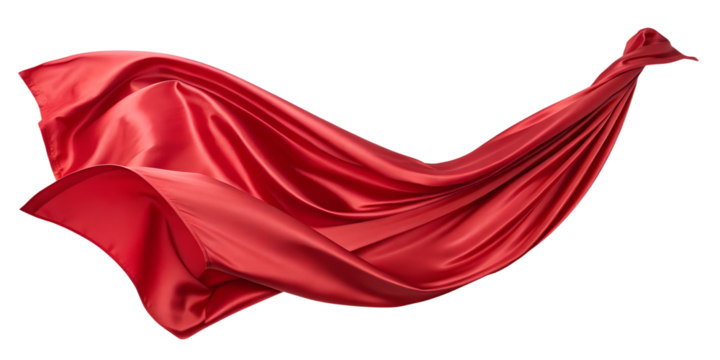 red silk satin cloth floating or flying in the air png