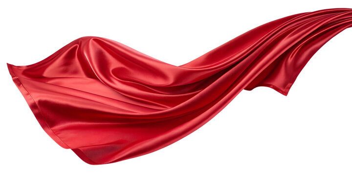 red silk satin cloth floating or flying in the air png