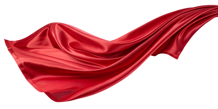 red silk satin cloth floating or flying in the air png