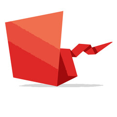 Abstract Red Bird Origami: A minimalist illustration of a vibrant origami bird, composed of sharp angles and clean lines, showcasing the art of paper folding.