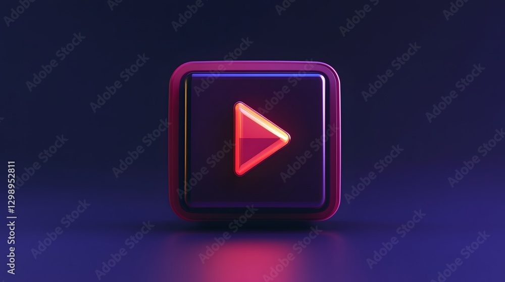 Poster play button ui design minimal mode with a pink and blue play button