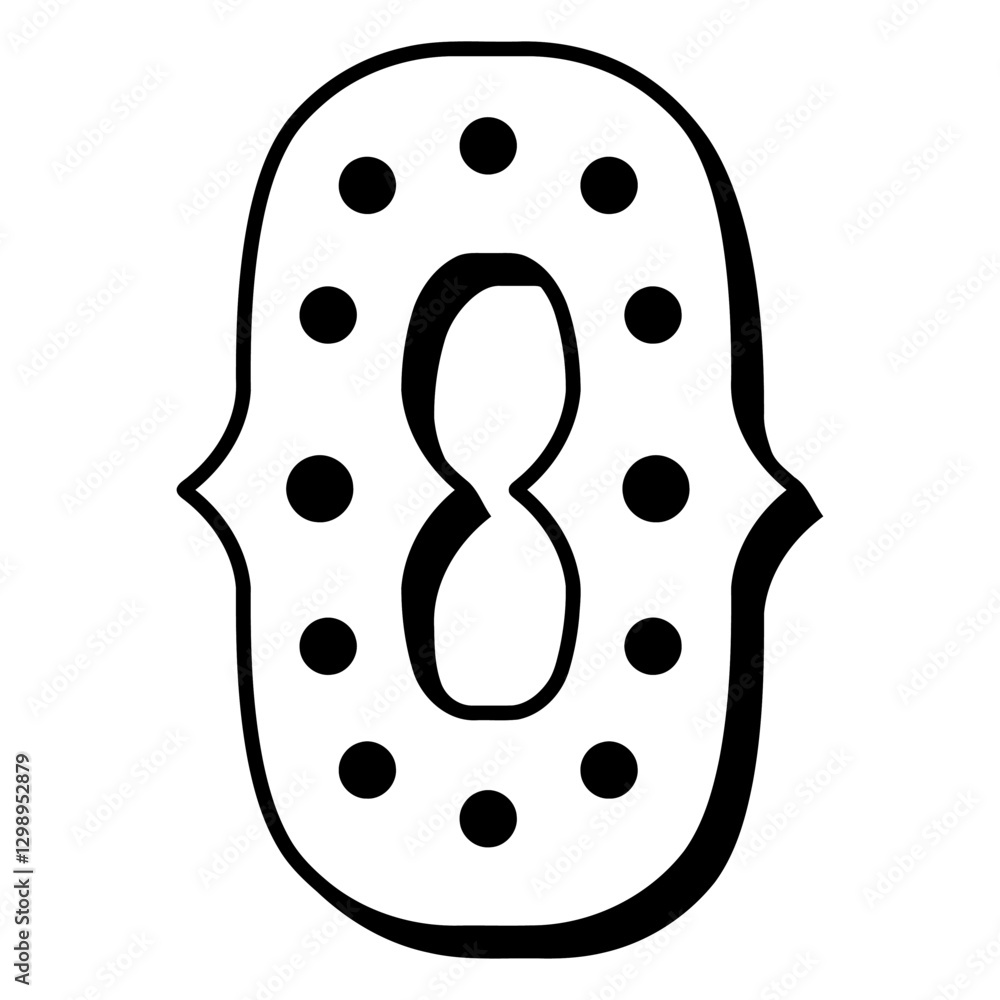 Poster number zero: decorative number zero, adorned with a playful pattern of small dots, stands out with i