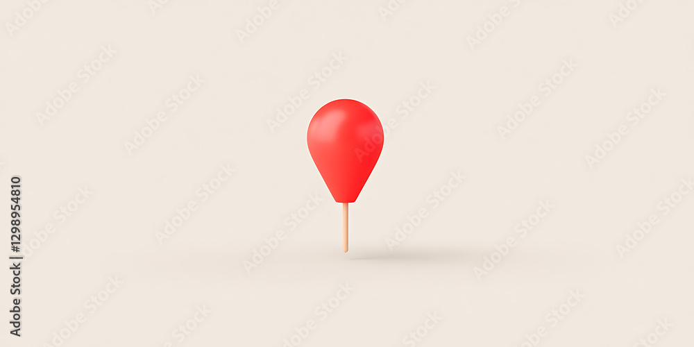 Poster red map pin icon: minimalist 3d rendering on neutral backdrop. location pointer for maps, navigation