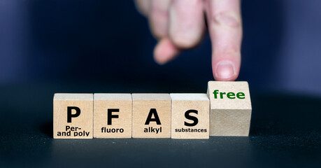 Cubes form the expression PFAS (Per- and polyfluoroalkyl substances) free.