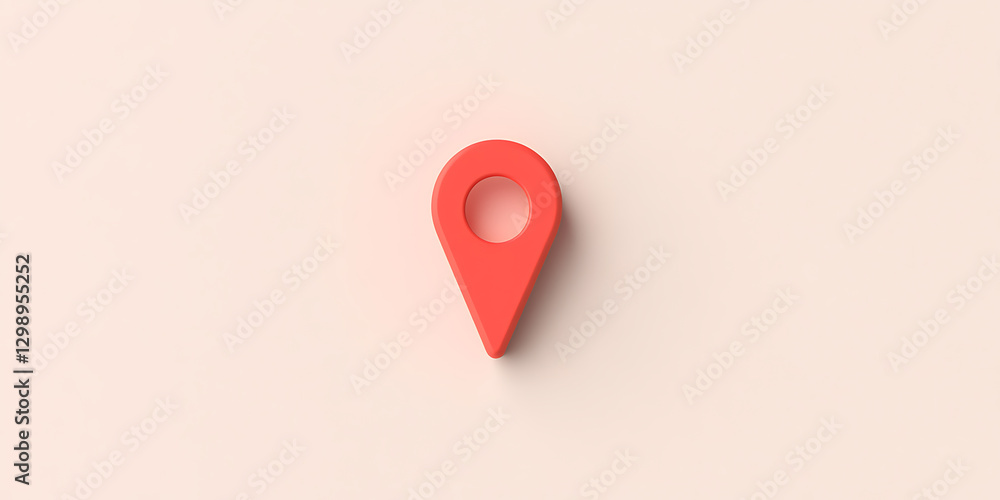 Poster location pin: simple red map pin icon against a neutral background, commonly used for indicating geo