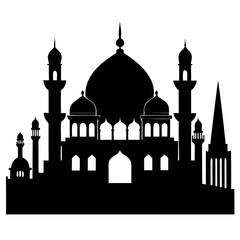 Silhouette of a Majestic Mosque Complex