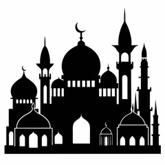 Silhouette of a Majestic Mosque Complex